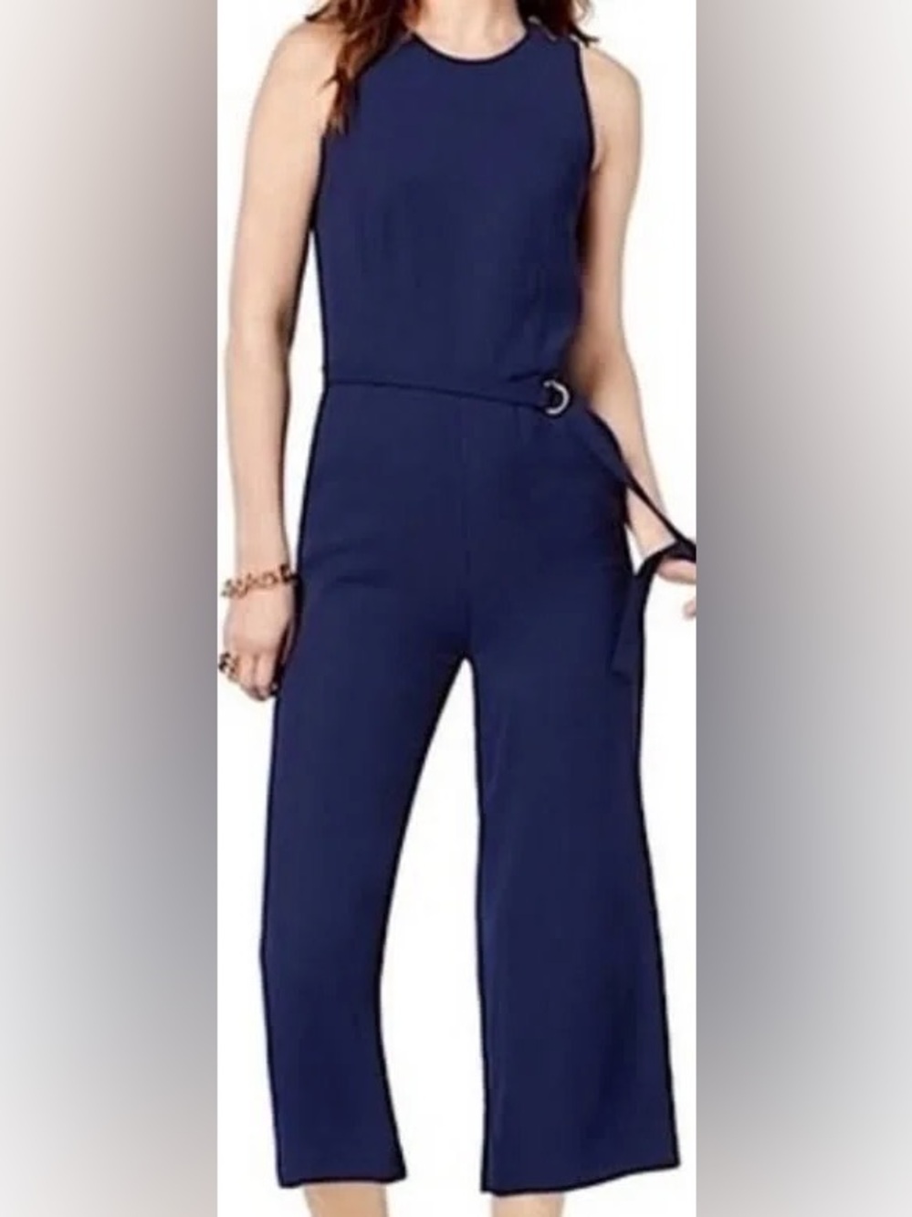 Michael Kors Navy Jumpsuit with Waist Tie